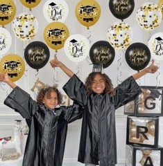 20 Graduation Party Balloons Decorations 12 Inch Black White Gold College Kids