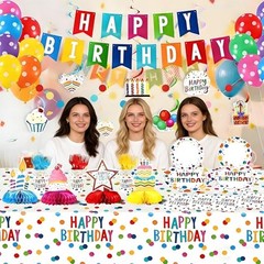Colorful Dots Party Decorations,155pcs Happy Birthday Themed Party Decorations