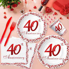 40Th Anniversary Decorations Tableware – Ruby 40Th Wedding Anniversary Party Sup