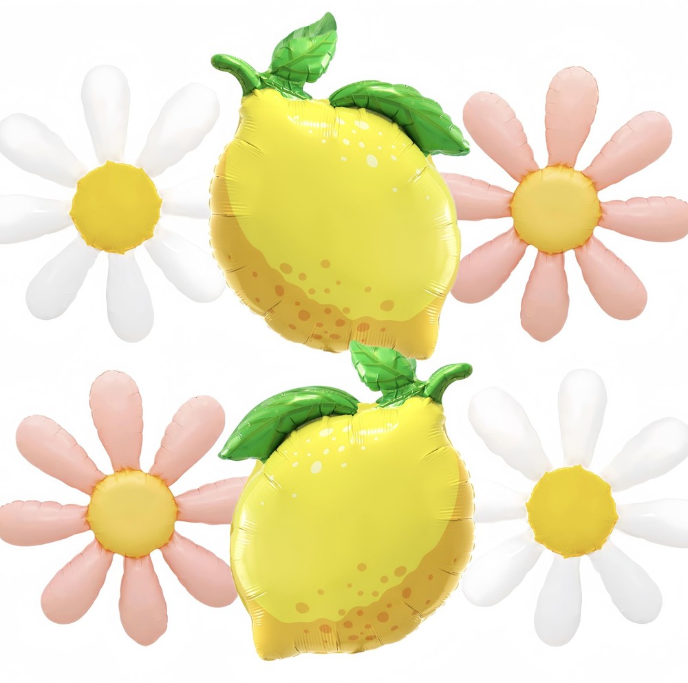 6Pcs Yellow Pink Lemon with Daisy Balloons/Summer Lemon Party Decor for Lemon…