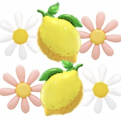 6Pcs Yellow Pink Lemon with Daisy Balloons/Summer Lemon Party Decor for Lemon…