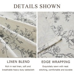OMMATO Linen Floral Tablecloths Rectangular Farmhouse Vintage French Rustic Tabl