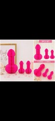 Bachelorette Party Decorations 3PCS Pink Honeycomb Penis Hanging Decor 1 L+ 2 Sm