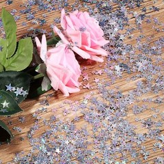 60g Silver Glitter Star Confetti 10mm 6mm Metallic Foil Table Wedding Decor