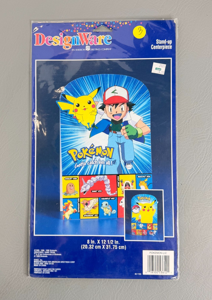 Pokémon Stand-Up Centerpiece Party Decorations 1998 New Sealed DesignWare