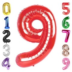 40 Inch Balloon, Giant 9 Number Balloons for 9th Birthday Number 9 Red