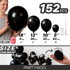 152PCS Black Balloon Arch Garland Kit 5 10 12 18 Inch Latex Party Decor Balloons