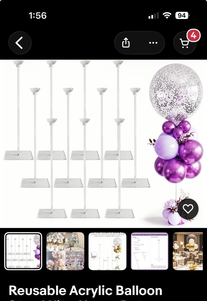 Reusable Acrylic Balloon Stand Kit – Heavy Duty Tabletop Display W/ Sticks &