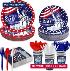 4th of July Decorations Patriotic Party Supplies 168 PCS 250th Anniversary Ameri