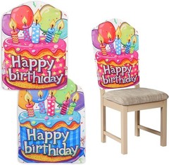 2 Pcs Happy Birthday Chair Cover Double Side 17×23 Inch Colorful Birthday Seat