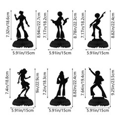 70’s Disco Honeycomb Table Centerpieces 6Pcs Glitter Dance Party Decor