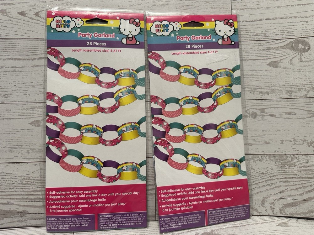 Set Of 2 Hello Kitty Chain Link Birthday Party Garland Decoration DesignWare