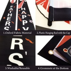 Black Happy Fathers Day Banner – XtraLarge, 72×12 Inch | Tuxedo Hanging Happy