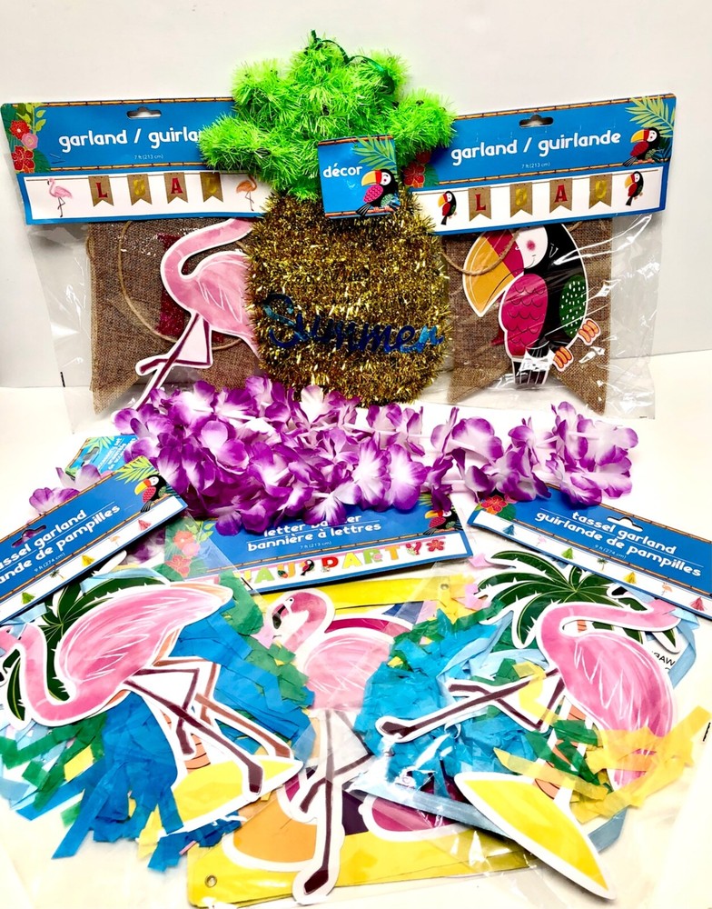 Hawaiian Luau 7 Package LOT Party Supplies Decorations Garland Banners 122341