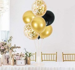 2 Set Table Centerpiece Balloons Stand Kit Include 16 Black Gold Latex Party