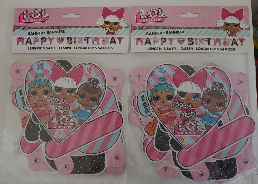 2 Packs LOL Surprise Dolls Happy Birthday 5.5ft Banners Girls Party Decoration