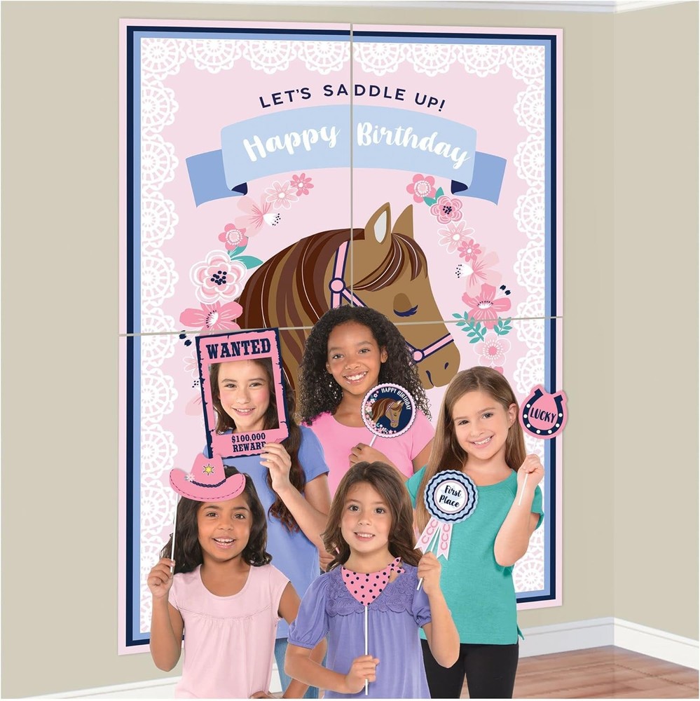Saddle Up Horses Animal Birthday Party Decoration Scene Setters w/Photo Props