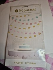 Amscan Dot Garlands 6 Pack Gold Pink Blue 7ft New