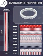 Patriotic Paper Chain Garland Strips – 300pcs 10 Designs Red White Blue Paper