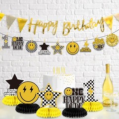 Outus 9 Pcs One Happy Dude Birthday Decoration Honeycomb…