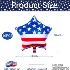 10 Pack 18 Inch American Flag Star Foil Balloons, Patriotic USA Helium Mylar …