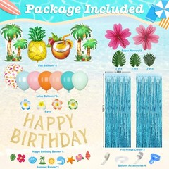 Summer Tropical Party Decorations Set – 59pcs Balloons, 8pcs Palm Leaves