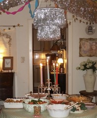 Iridescent Silver Foil Fringe Tinsel Chandelier 16 Inch Bachelorette