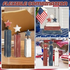 4th of July Table Decorations, 3Pcs Red White and Blue Decorations, Retro Pat…