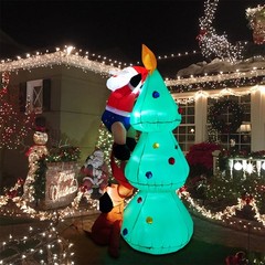 6ft Inflatable Christmas Tree LED Lights Blow up With Santa Claus & Dog Xmas