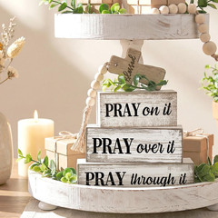4 Pcs Christian Table Decor Wooden Cross Wooden Bible Verse Sign Inspirational R