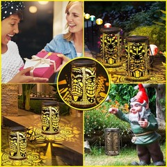 2 Pack Tiki Solar Lanterns Tiki Bar Light Decor Outdoor Waterproof Gifts for …