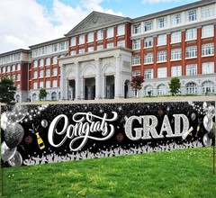 2026 Graduation Decorations-Black and Silver Congrats Grad Black