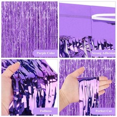 67PCS Purple Decorations Set – 2pcs Foil Fringe Curtains Streamers, Banners, …