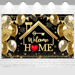 Avezano Welcome Home Banner Black and Gold Welcome Home Decorations Backdrop …