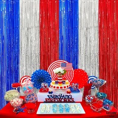 Metallic Red, Silver & Blue Streamers – 3.2×8 Feet for 4th of July Celebrations