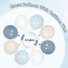 Dusty Blue Balloon Arch Kit with Clear Pastel Blue and White Balloons for Wed…