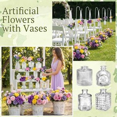 Ferrochef 36 Pcs Artificial Flowers Table Centerpiece with Vases Colorful Wil…