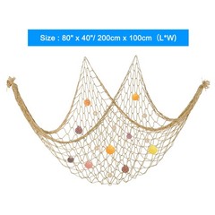 Decorative Fishing Net 40″x80″ Fish Net DECORative with Shell Light Brown