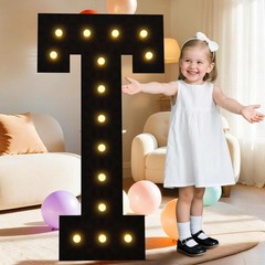 4FT Marquee Light Up Letters, Black Marquee Letters Large Mosaic Letters T,