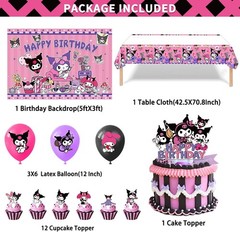 Kuromi & My Melody Birthday Party Decorate Supplies Balloon Banner Cake Toppers