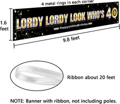 Lordy Lordy Look Who’S 40 Decorations, Large Funny Forty Birthday Banner for Men