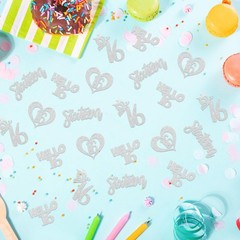 150 PCS 16th Birthday Decorations Silver Glitter Sweet Sixteen Confetti Scatter