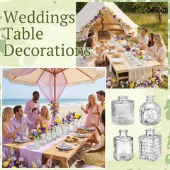 Ferrochef 36 Pcs Artificial Flowers Table Centerpiece with Vases Colorful Wil…