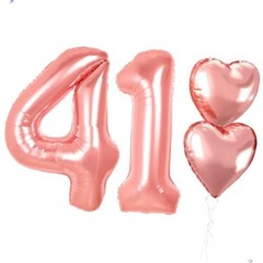 40 inch Rose Gold Birthday Decorations for Women, Huge 41th Birthday Number 41