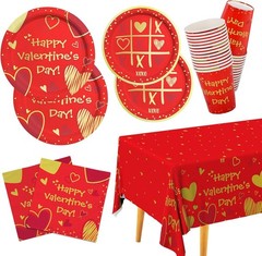 Elegant Disposable Heart Love Plates & Napkins Set for Valentine’s Celebrations