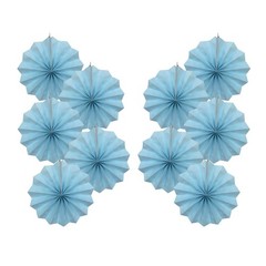 Blue Party Decorations 8in Hanging Paper Fans 30 Color DIY Set Light Blue