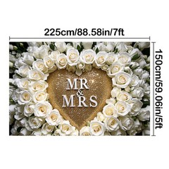 5x7FT/5x3FT Mr & Mrs Backdrop Wedding Valentine’s Day Backgrounds Photo Booths