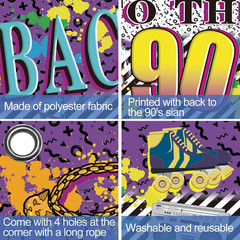 Back to The 90s Theme Party Banner Sign Decorations, Retro 90’s Hip Hop Graffiti