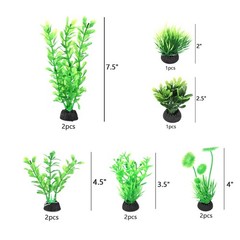 AQUANEAT Artificial Fish Tank Plants, Plastic Aquarium Decorations, Green