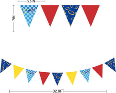 32Ft Hedgehog Birthday Party Decorations Red Blue Yellow and Golden Rings Triang
